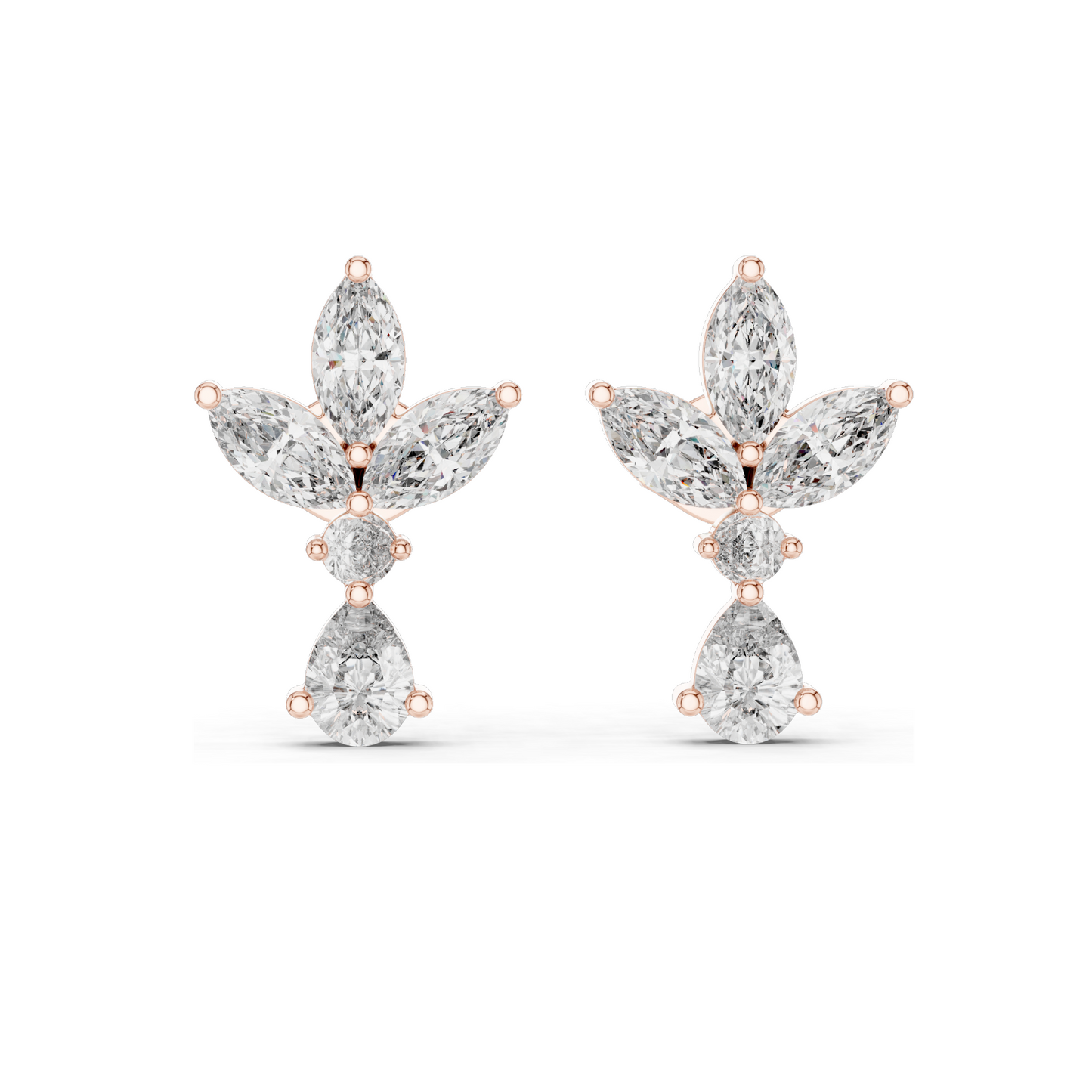1.346 CT Lab Diamond Earrings | VVS-VS-EF CVD Diamonds | 18KT, 14KT, 10KT Gold & 925 Silver | Rose, Yellow, White Gold | Moissanite Options