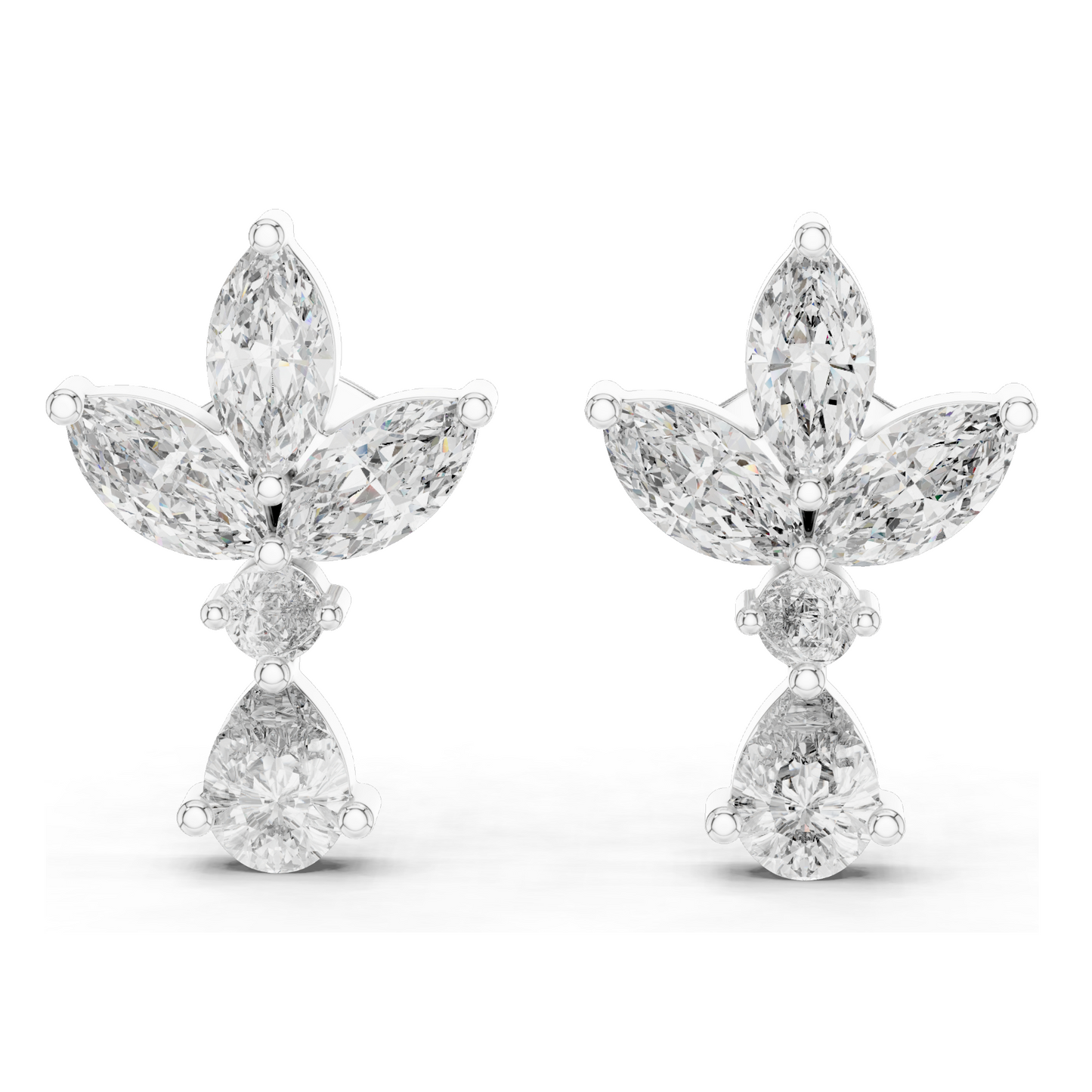 1.346 CT Lab Diamond Earrings | VVS-VS-EF CVD Diamonds | 18KT, 14KT, 10KT Gold & 925 Silver | Rose, Yellow, White Gold | Moissanite Options
