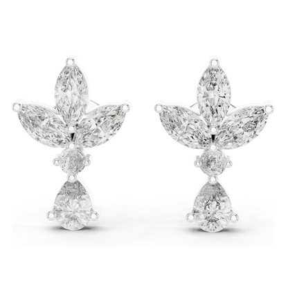 1.346 CT Lab Diamond Earrings | VVS-VS-EF CVD Diamonds | 18KT, 14KT, 10KT Gold & 925 Silver | Rose, Yellow, White Gold | Moissanite Options