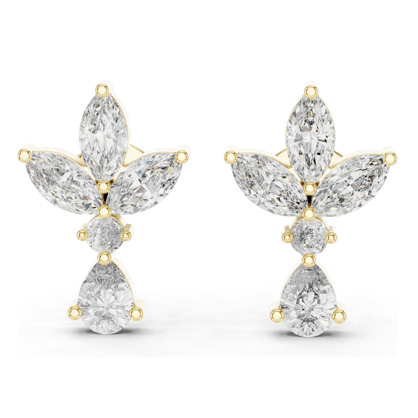 1.346 CT Lab Diamond Earrings | VVS-VS-EF CVD Diamonds | 18KT, 14KT, 10KT Gold & 925 Silver | Rose, Yellow, White Gold | Moissanite Options