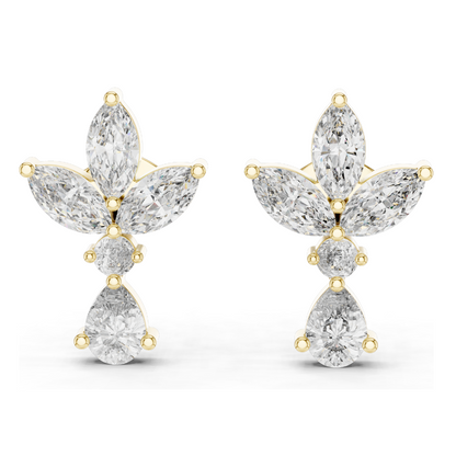 1.346 CT Lab Diamond Earrings | VVS-VS-EF CVD Diamonds | 18KT, 14KT, 10KT Gold & 925 Silver | Rose, Yellow, White Gold | Moissanite Options