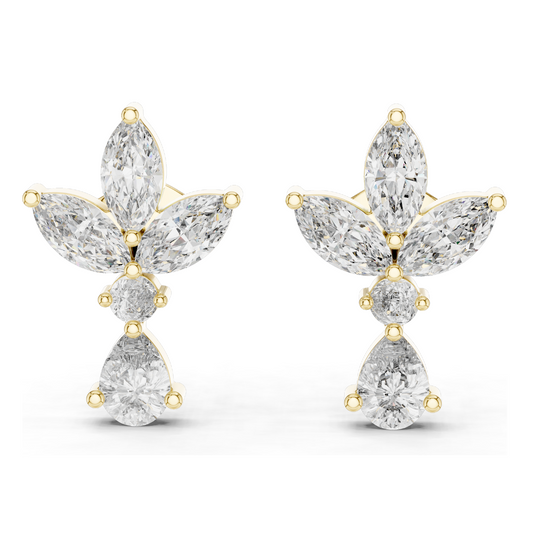 1.346 CT Lab Diamond Earrings | VVS-VS-EF CVD Diamonds | 18KT, 14KT, 10KT Gold & 925 Silver | Rose, Yellow, White Gold | Moissanite Options