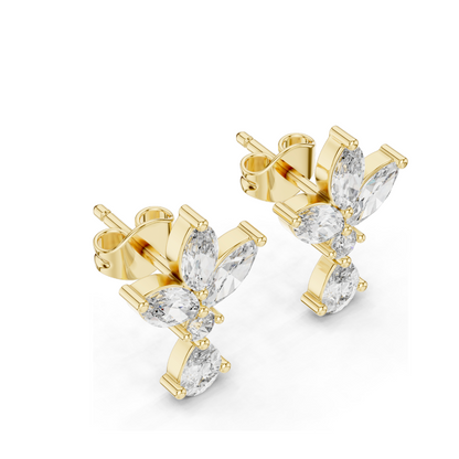 1.346 CT Lab Diamond Earrings | VVS-VS-EF CVD Diamonds | 18KT, 14KT, 10KT Gold & 925 Silver | Rose, Yellow, White Gold | Moissanite Options