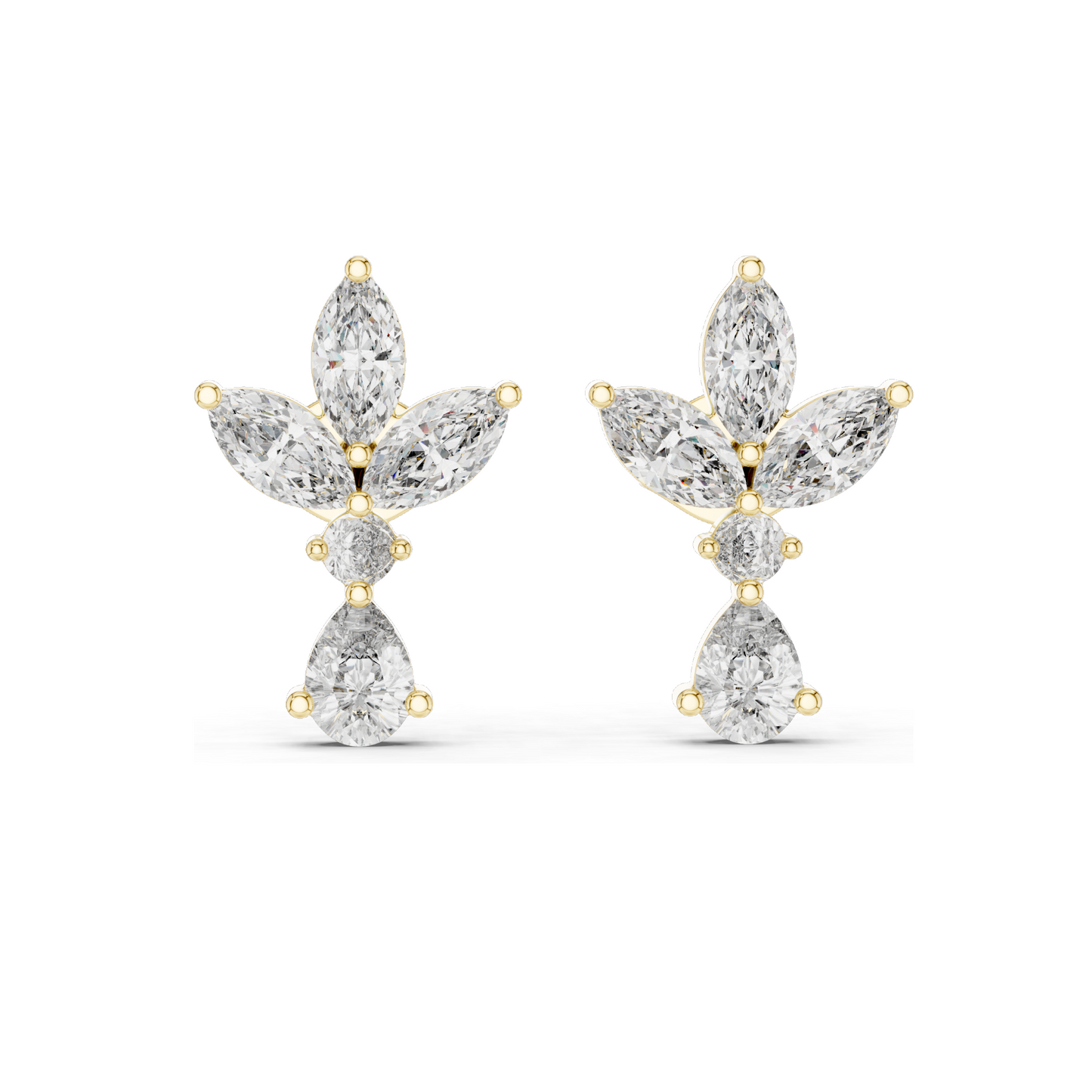 1.346 CT Lab Diamond Earrings | VVS-VS-EF CVD Diamonds | 18KT, 14KT, 10KT Gold & 925 Silver | Rose, Yellow, White Gold | Moissanite Options