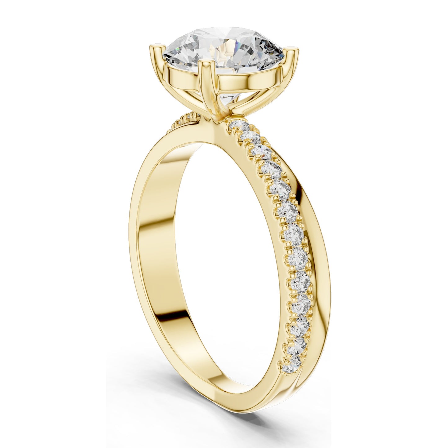 2.41 CT Round Brilliant Lab Diamond Solitaire Ring with Pavé Band | VVS-VS EF Clarity | 18KT, 14KT, 10KT Gold & 925 Silver | Rose, Yellow, White Gold & Moissanite Options