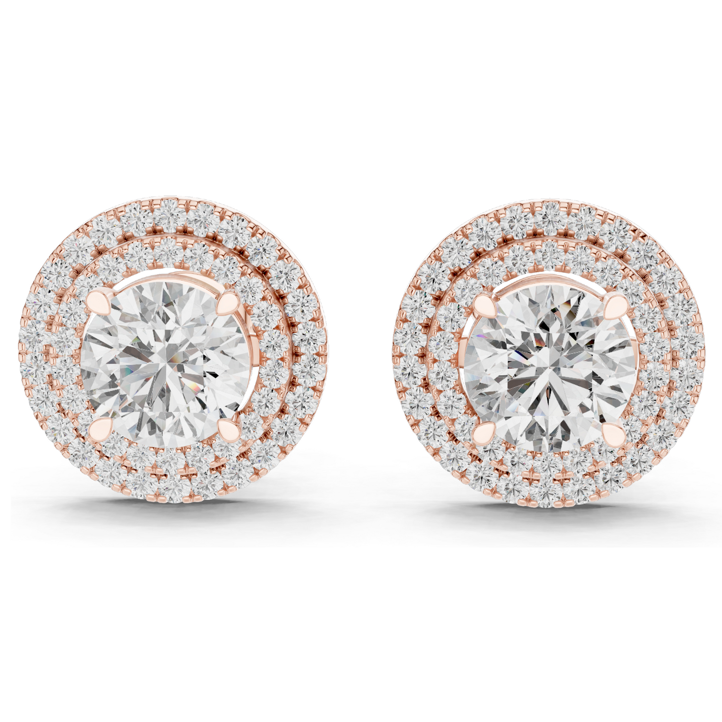 2.68 CT Lab Diamond Halo Stud Earrings | Round Brilliant Cut | 18KT, 14KT, 10KT Gold & 925 Silver | Rose, Yellow, White Gold | Luxury Fine Jewelry