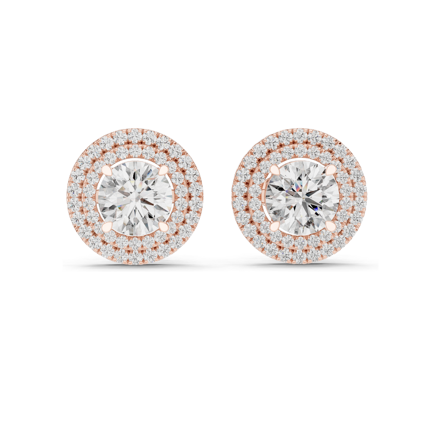 2.68 CT Lab Diamond Halo Stud Earrings | Round Brilliant Cut | 18KT, 14KT, 10KT Gold & 925 Silver | Rose, Yellow, White Gold | Luxury Fine Jewelry