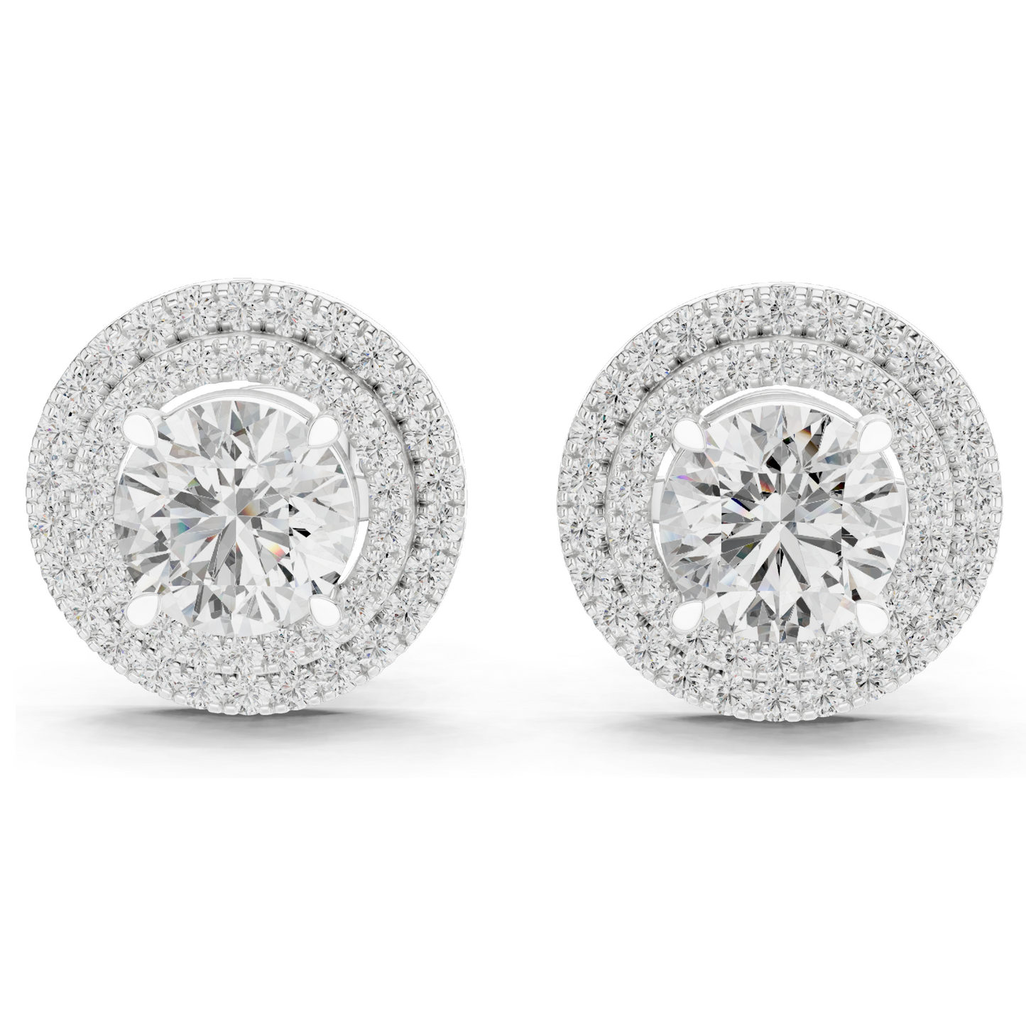 2.68 CT Lab Diamond Halo Stud Earrings | Round Brilliant Cut | 18KT, 14KT, 10KT Gold & 925 Silver | Rose, Yellow, White Gold | Luxury Fine Jewelry