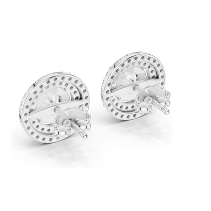 2.68 CT Lab Diamond Halo Stud Earrings | Round Brilliant Cut | 18KT, 14KT, 10KT Gold & 925 Silver | Rose, Yellow, White Gold | Luxury Fine Jewelry