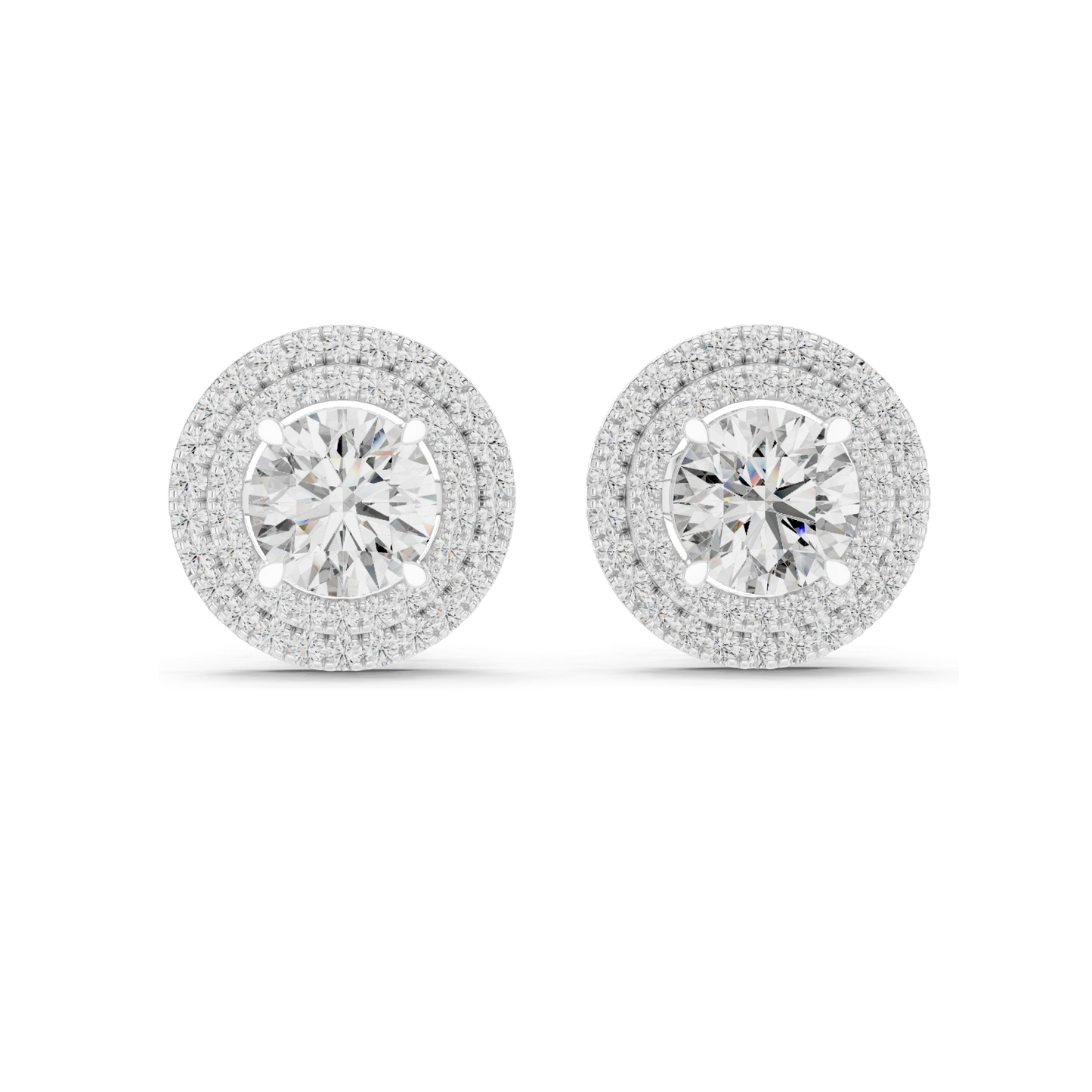 2.68 CT Lab Diamond Halo Stud Earrings | Round Brilliant Cut | 18KT, 14KT, 10KT Gold & 925 Silver | Rose, Yellow, White Gold | Luxury Fine Jewelry