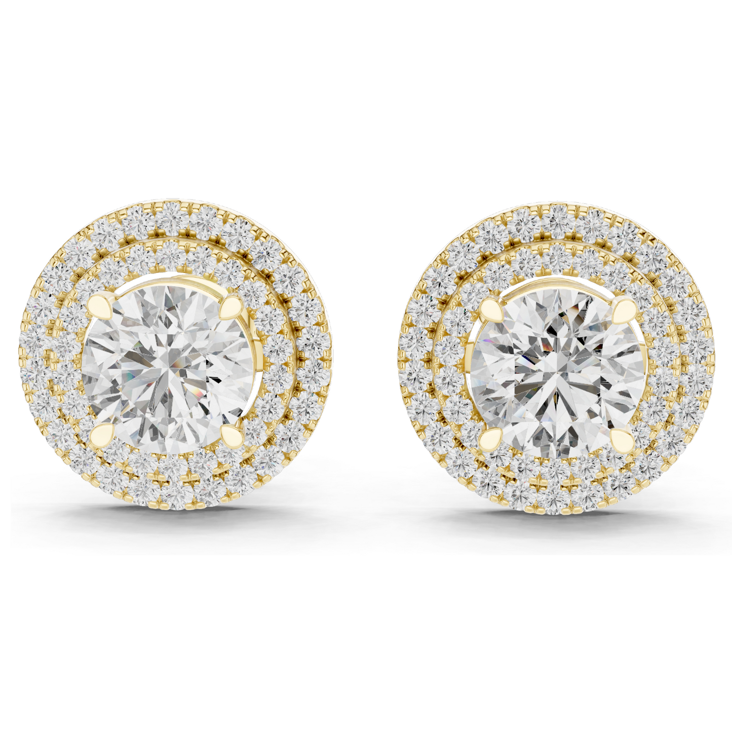 2.68 CT Lab Diamond Halo Stud Earrings | Round Brilliant Cut | 18KT, 14KT, 10KT Gold & 925 Silver | Rose, Yellow, White Gold | Luxury Fine Jewelry