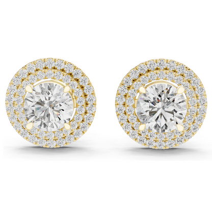 2.68 CT Lab Diamond Halo Stud Earrings | Round Brilliant Cut | 18KT, 14KT, 10KT Gold & 925 Silver | Rose, Yellow, White Gold | Luxury Fine Jewelry