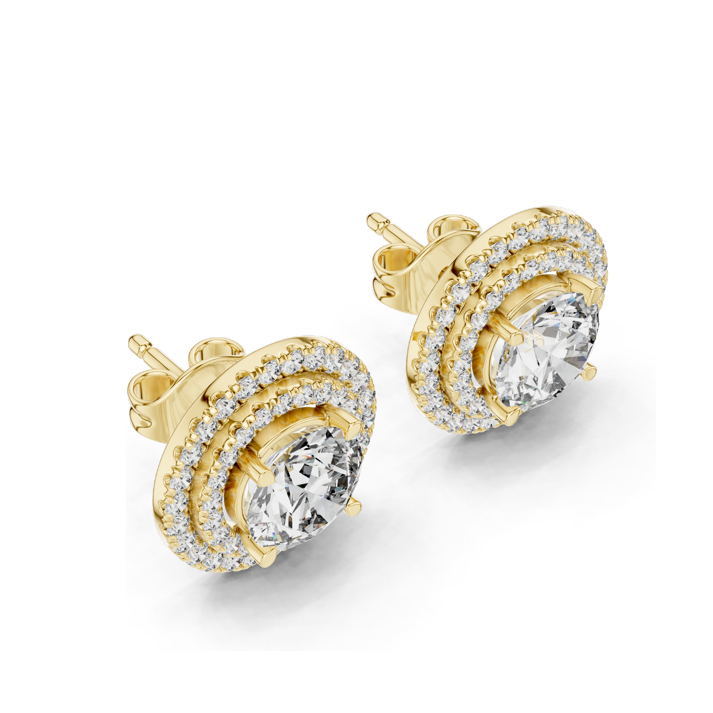 2.68 CT Lab Diamond Halo Stud Earrings | Round Brilliant Cut | 18KT, 14KT, 10KT Gold & 925 Silver | Rose, Yellow, White Gold | Luxury Fine Jewelry