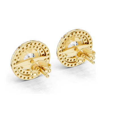2.68 CT Lab Diamond Halo Stud Earrings | Round Brilliant Cut | 18KT, 14KT, 10KT Gold & 925 Silver | Rose, Yellow, White Gold | Luxury Fine Jewelry