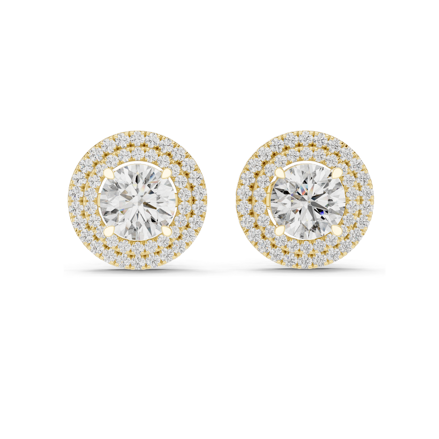 2.68 CT Lab Diamond Halo Stud Earrings | Round Brilliant Cut | 18KT, 14KT, 10KT Gold & 925 Silver | Rose, Yellow, White Gold | Luxury Fine Jewelry