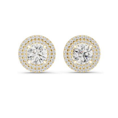 2.68 CT Lab Diamond Halo Stud Earrings | Round Brilliant Cut | 18KT, 14KT, 10KT Gold & 925 Silver | Rose, Yellow, White Gold | Luxury Fine Jewelry
