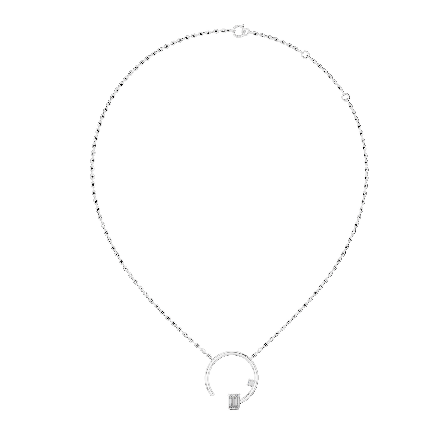 0.98 CT Lab-Created Emerald Cut Diamond Pendant Necklace | VVS-VS EF CVD Diamonds | 18KT, 14KT Rose, Yellow, White Gold