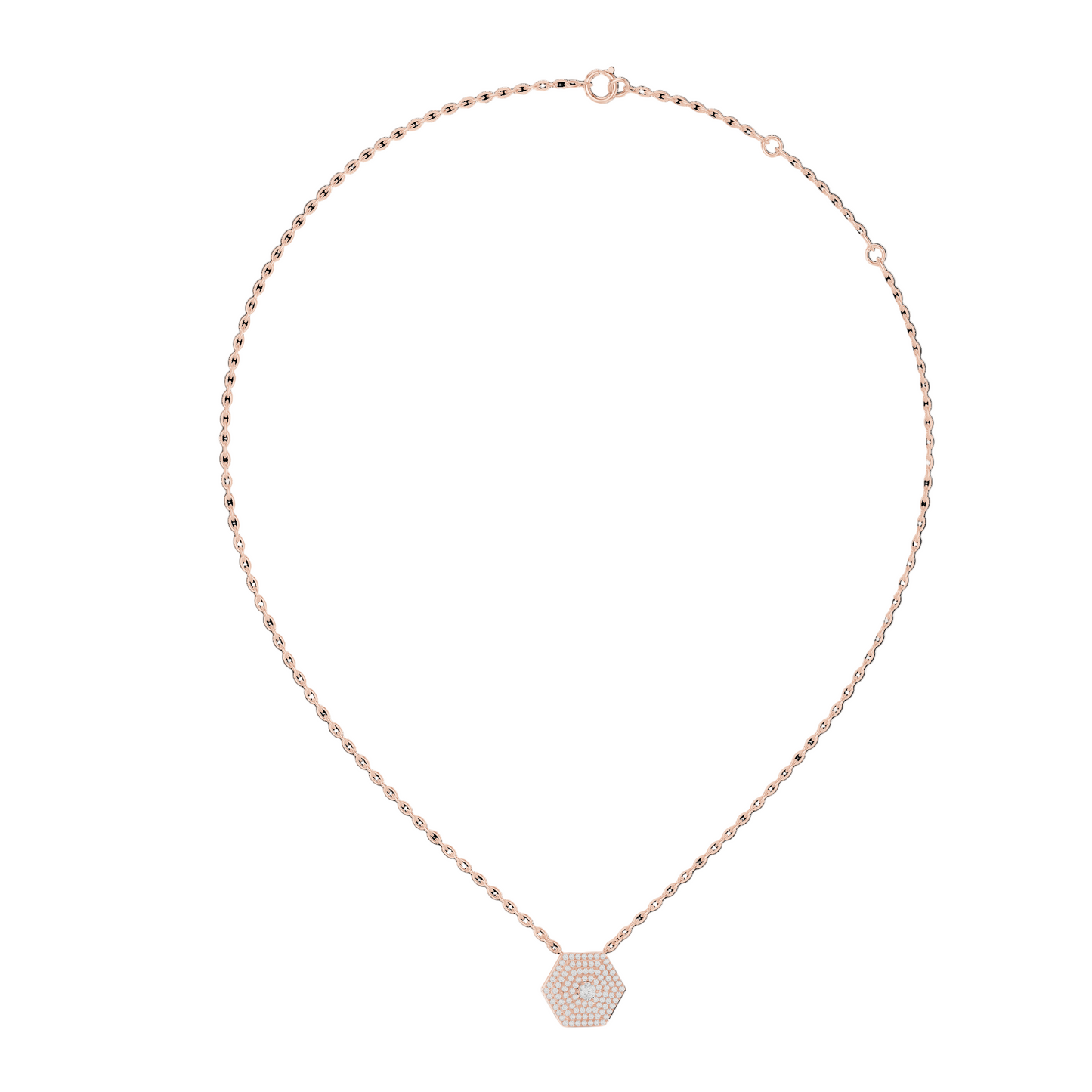 0.6 CT Lab-Grown Diamond Hexagon Pendant Necklace | VVS-VS EF CVD Diamond | 18KT, 14KT, Rose, Yellow, White Gold | Eco-Friendly Luxury Jewelry