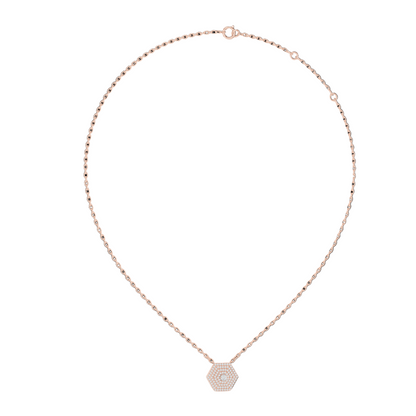 0.6 CT Lab-Grown Diamond Hexagon Pendant Necklace | VVS-VS EF CVD Diamond | 18KT, 14KT, Rose, Yellow, White Gold | Eco-Friendly Luxury Jewelry