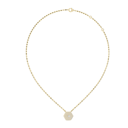 0.6 CT Lab-Grown Diamond Hexagon Pendant Necklace | VVS-VS EF CVD Diamond | 18KT, 14KT, Rose, Yellow, White Gold | Eco-Friendly Luxury Jewelry