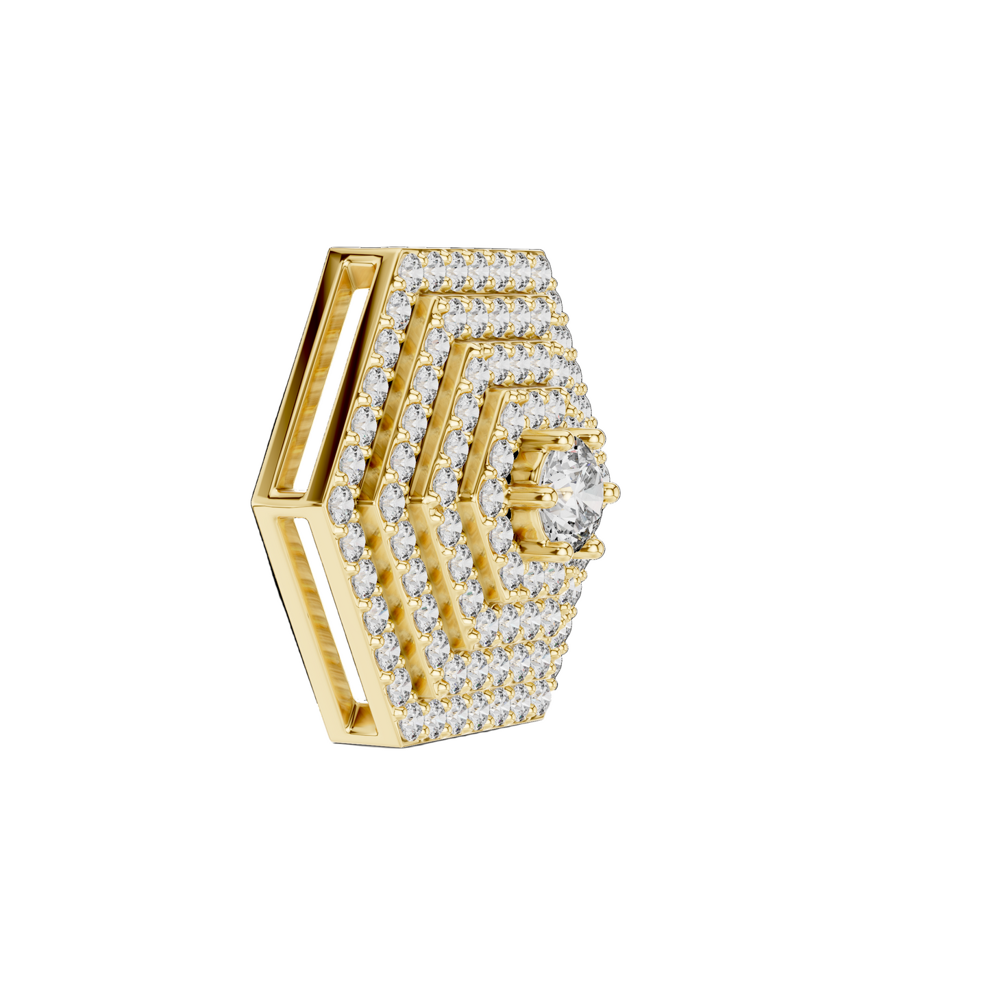 0.6 CT Lab-Grown Diamond Hexagon Pendant Necklace | VVS-VS EF CVD Diamond | 18KT, 14KT, Rose, Yellow, White Gold | Eco-Friendly Luxury Jewelry
