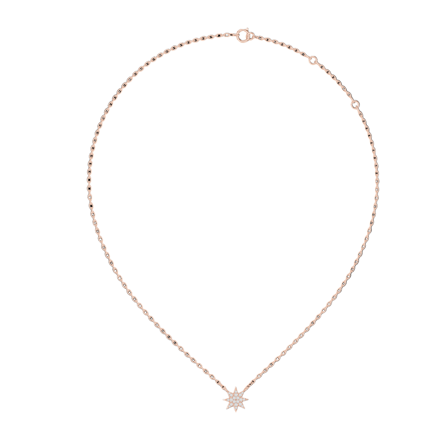 0.172 CT Lab-Grown Diamond Star Pendant Necklace | VVS-VS EF CVD | 18KT, 14KT Gold| Rose, Yellow, White Gold Options