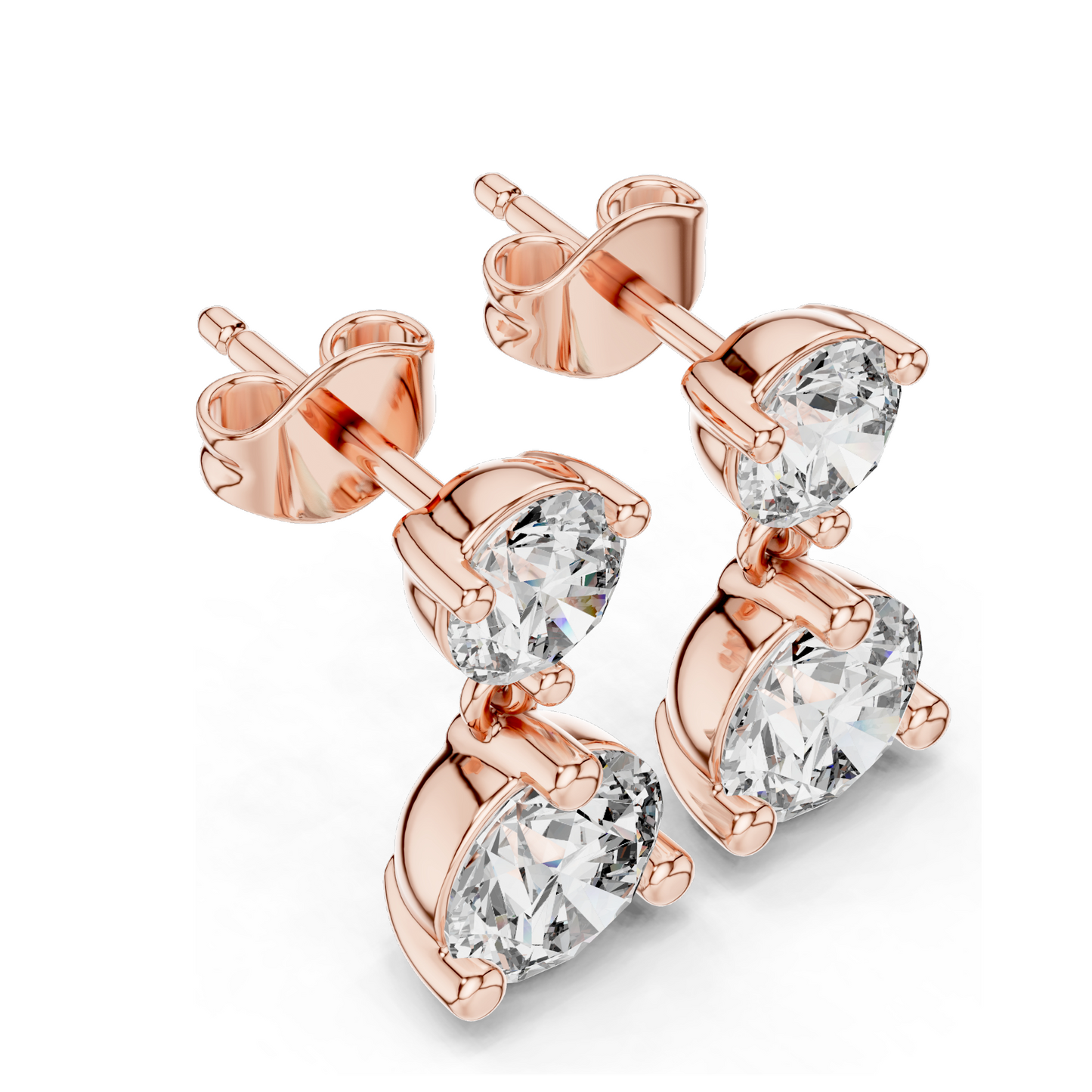 3 Carat Lab Diamond Drop Earrings | Round Brilliant Cut | 10KT, 14KT, 18KT Gold & 925 Silver | Rose, Yellow, White Gold | Luxury Fine Jewelry