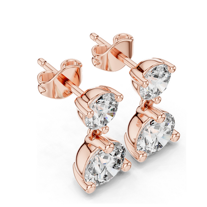 3 Carat Lab Diamond Drop Earrings | Round Brilliant Cut | 10KT, 14KT, 18KT Gold & 925 Silver | Rose, Yellow, White Gold | Luxury Fine Jewelry