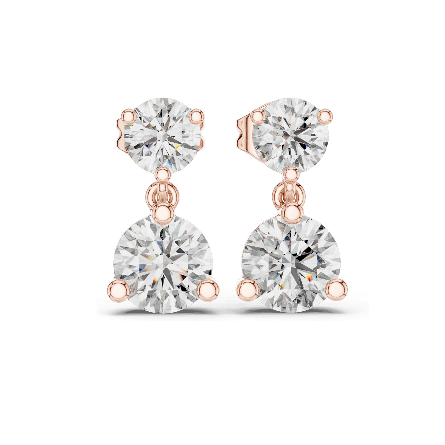 3 Carat Lab Diamond Drop Earrings | Round Brilliant Cut | 10KT, 14KT, 18KT Gold & 925 Silver | Rose, Yellow, White Gold | Luxury Fine Jewelry