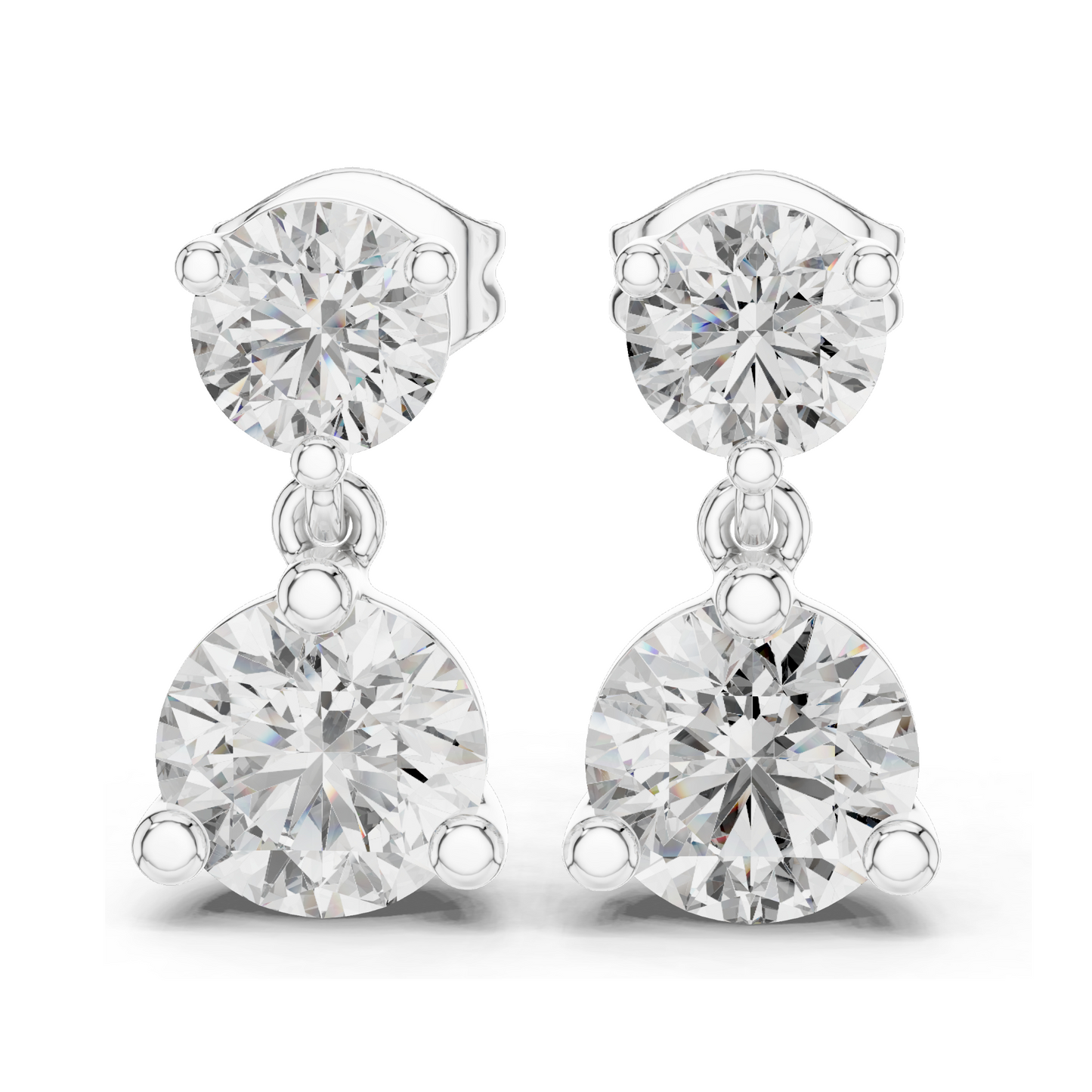 3 Carat Lab Diamond Drop Earrings | Round Brilliant Cut | 10KT, 14KT, 18KT Gold & 925 Silver | Rose, Yellow, White Gold | Luxury Fine Jewelry