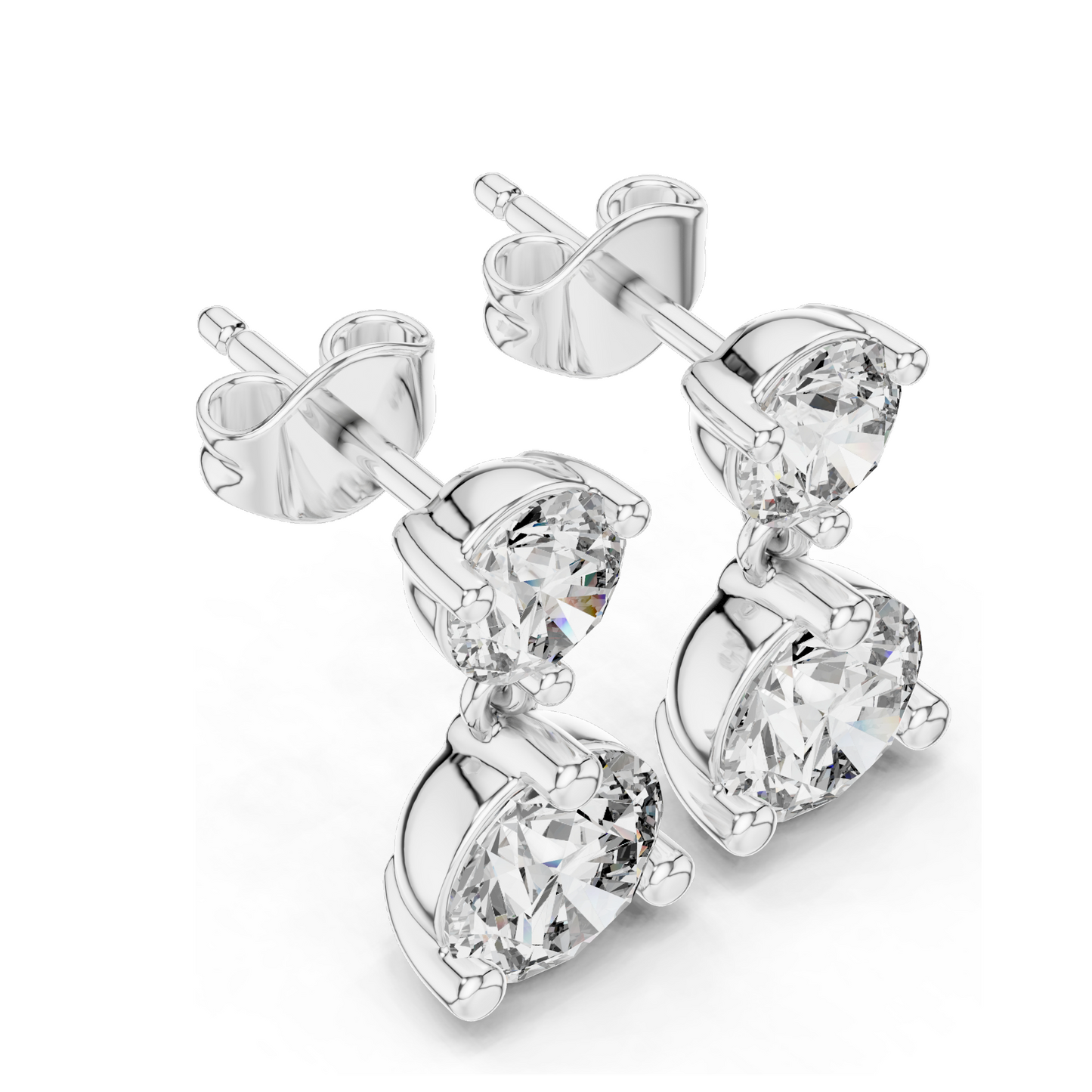 3 Carat Lab Diamond Drop Earrings | Round Brilliant Cut | 10KT, 14KT, 18KT Gold & 925 Silver | Rose, Yellow, White Gold | Luxury Fine Jewelry