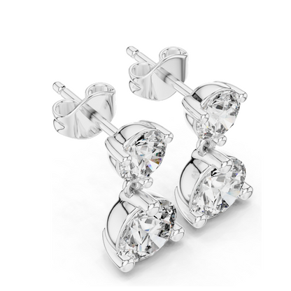 3 Carat Lab Diamond Drop Earrings | Round Brilliant Cut | 10KT, 14KT, 18KT Gold & 925 Silver | Rose, Yellow, White Gold | Luxury Fine Jewelry
