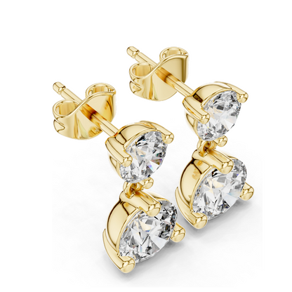 3 Carat Lab Diamond Drop Earrings | Round Brilliant Cut | 10KT, 14KT, 18KT Gold & 925 Silver | Rose, Yellow, White Gold | Luxury Fine Jewelry
