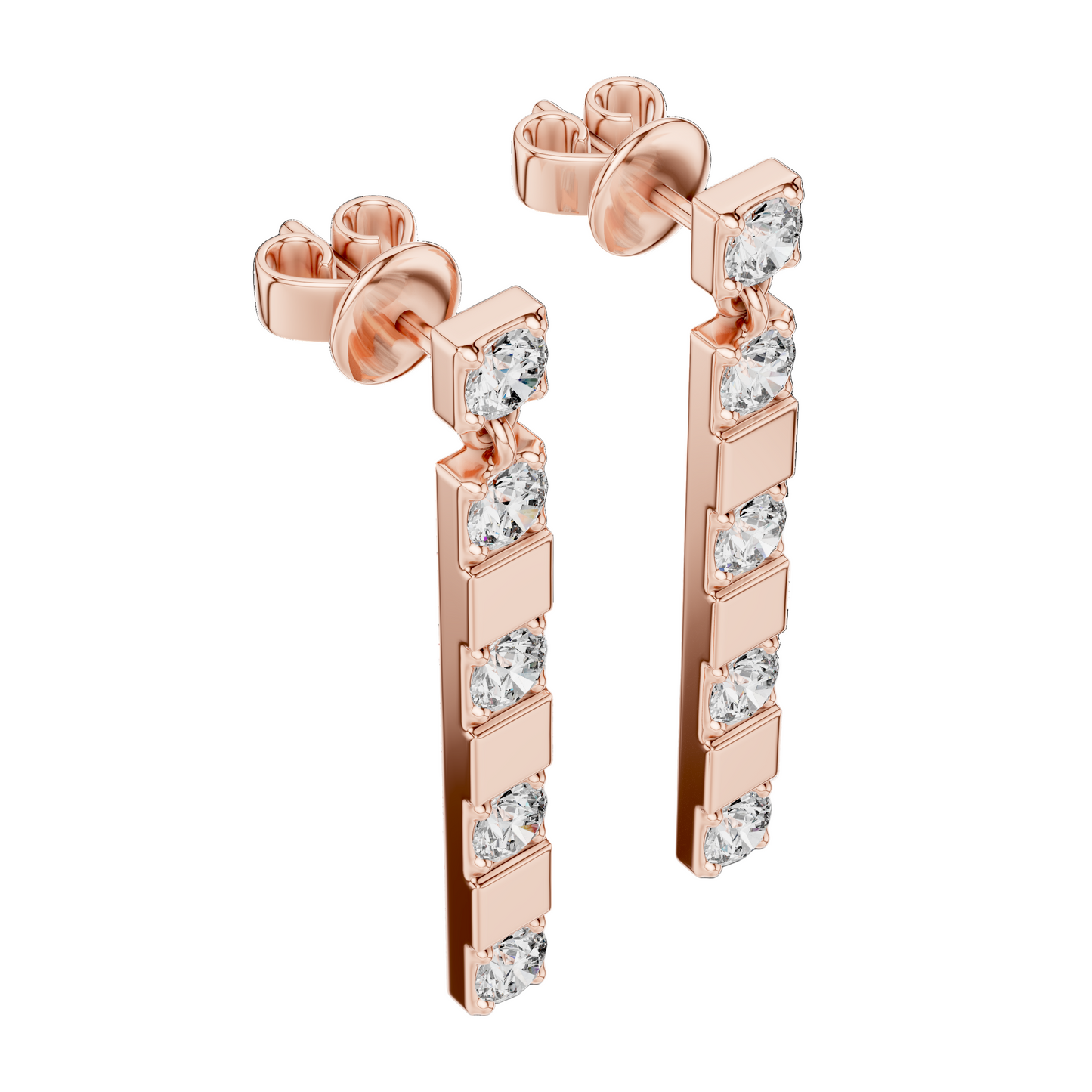 1.1 CT Lab Grown Diamond Drop Earrings | VVS-VS EF Round Cut | 18KT, 14KT, 10KT Gold & 925 Silver | Rose, Yellow, White Gold & Moissanite Options