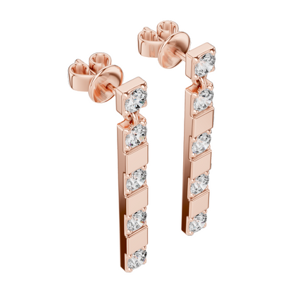 1.1 CT Lab Grown Diamond Drop Earrings | VVS-VS EF Round Cut | 18KT, 14KT, 10KT Gold & 925 Silver | Rose, Yellow, White Gold & Moissanite Options