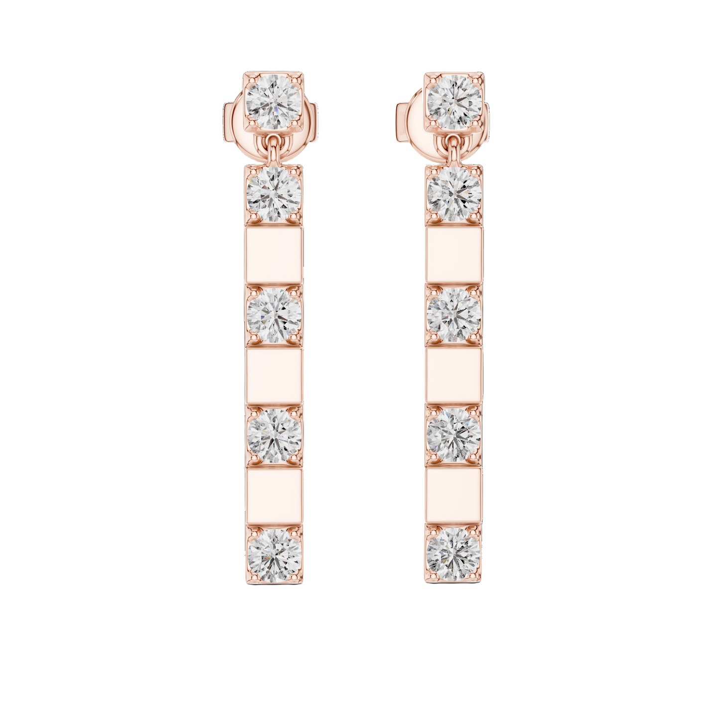 1.1 CT Lab Grown Diamond Drop Earrings | VVS-VS EF Round Cut | 18KT, 14KT, 10KT Gold & 925 Silver | Rose, Yellow, White Gold & Moissanite Options