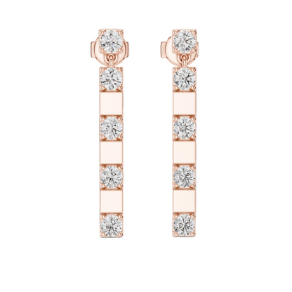 1.1 CT Lab Grown Diamond Drop Earrings | VVS-VS EF Round Cut | 18KT, 14KT, 10KT Gold & 925 Silver | Rose, Yellow, White Gold & Moissanite Options