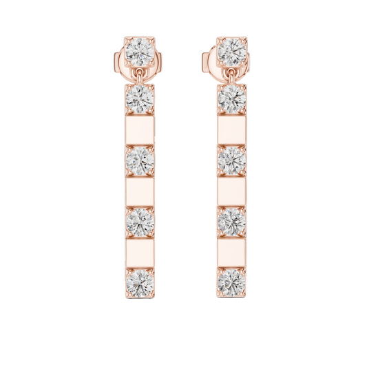 1.1 CT Lab Grown Diamond Drop Earrings | VVS-VS EF Round Cut | 18KT, 14KT, 10KT Gold & 925 Silver | Rose, Yellow, White Gold & Moissanite Options