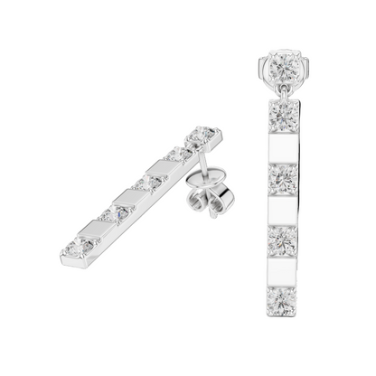 1.1 CT Lab Grown Diamond Drop Earrings | VVS-VS EF Round Cut | 18KT, 14KT, 10KT Gold & 925 Silver | Rose, Yellow, White Gold & Moissanite Options