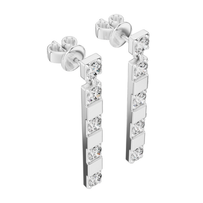 1.1 CT Lab Grown Diamond Drop Earrings | VVS-VS EF Round Cut | 18KT, 14KT, 10KT Gold & 925 Silver | Rose, Yellow, White Gold & Moissanite Options
