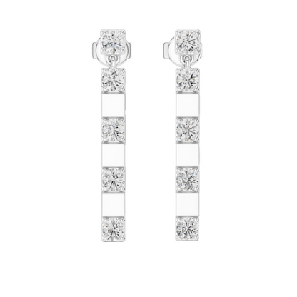 1.1 CT Lab Grown Diamond Drop Earrings | VVS-VS EF Round Cut | 18KT, 14KT, 10KT Gold & 925 Silver | Rose, Yellow, White Gold & Moissanite Options