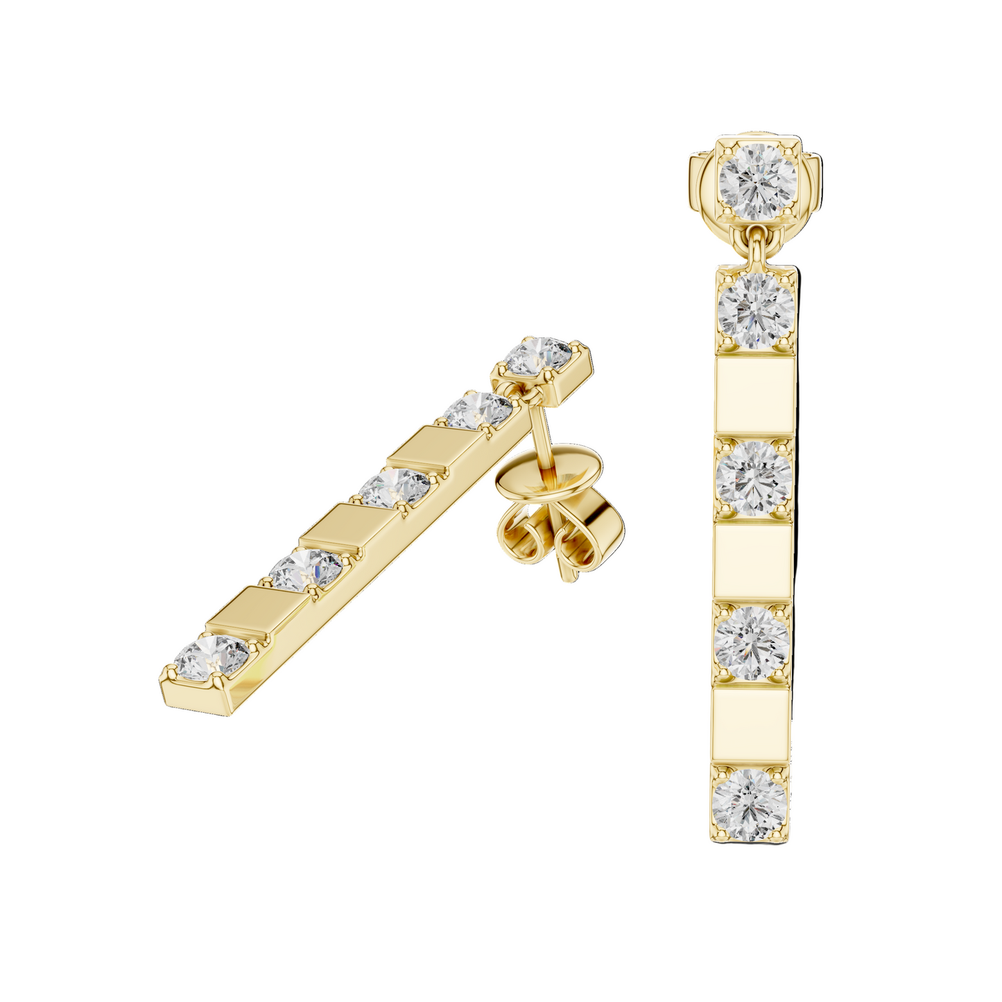 1.1 CT Lab Grown Diamond Drop Earrings | VVS-VS EF Round Cut | 18KT, 14KT, 10KT Gold & 925 Silver | Rose, Yellow, White Gold & Moissanite Options