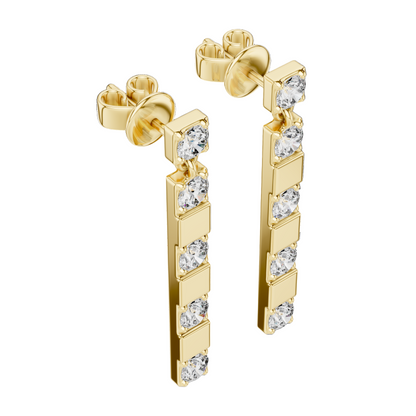 1.1 CT Lab Grown Diamond Drop Earrings | VVS-VS EF Round Cut | 18KT, 14KT, 10KT Gold & 925 Silver | Rose, Yellow, White Gold & Moissanite Options