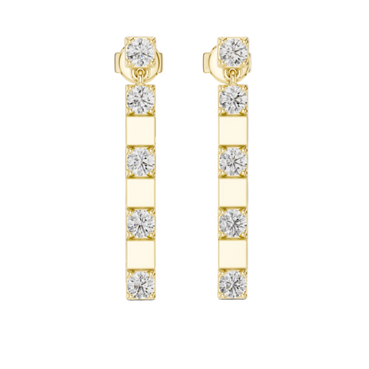1.1 CT Lab Grown Diamond Drop Earrings | VVS-VS EF Round Cut | 18KT, 14KT, 10KT Gold & 925 Silver | Rose, Yellow, White Gold & Moissanite Options