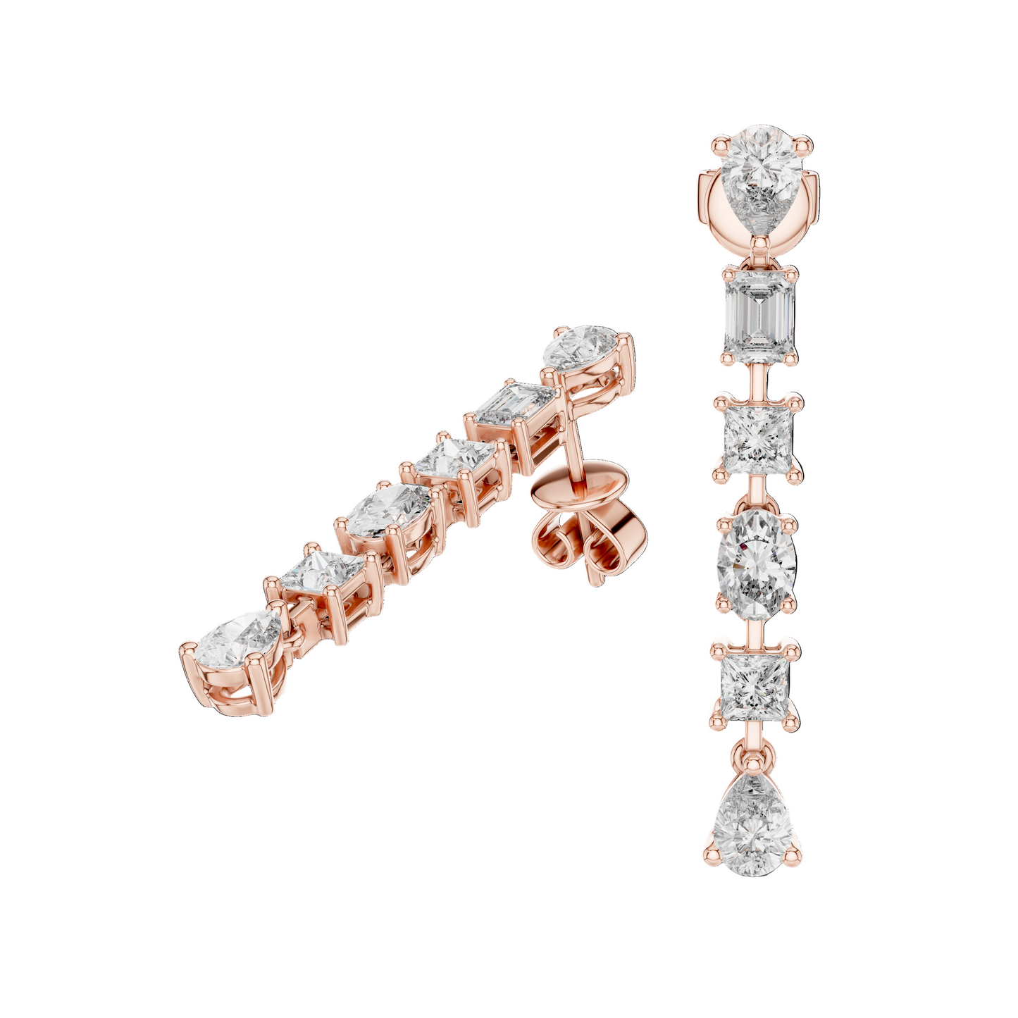 2.776 CT Lab-Created VVS-VS-EF CVD Diamond Drop Earrings | 18KT, 14KT, 10KT Gold & 925 Silver | Moissanite, Rose, Yellow, White Gold Options