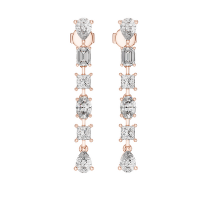 2.776 CT Lab-Created VVS-VS-EF CVD Diamond Drop Earrings | 18KT, 14KT, 10KT Gold & 925 Silver | Moissanite, Rose, Yellow, White Gold Options
