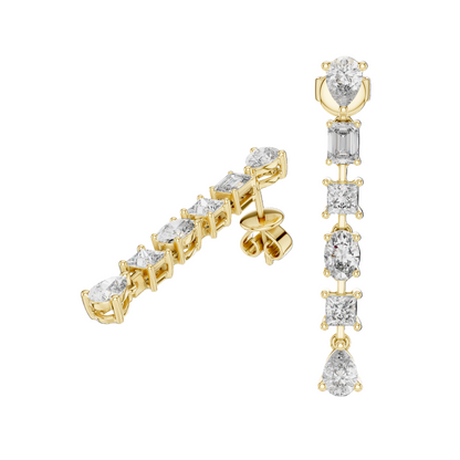 2.776 CT Lab-Created VVS-VS-EF CVD Diamond Drop Earrings | 18KT, 14KT, 10KT Gold & 925 Silver | Moissanite, Rose, Yellow, White Gold Options