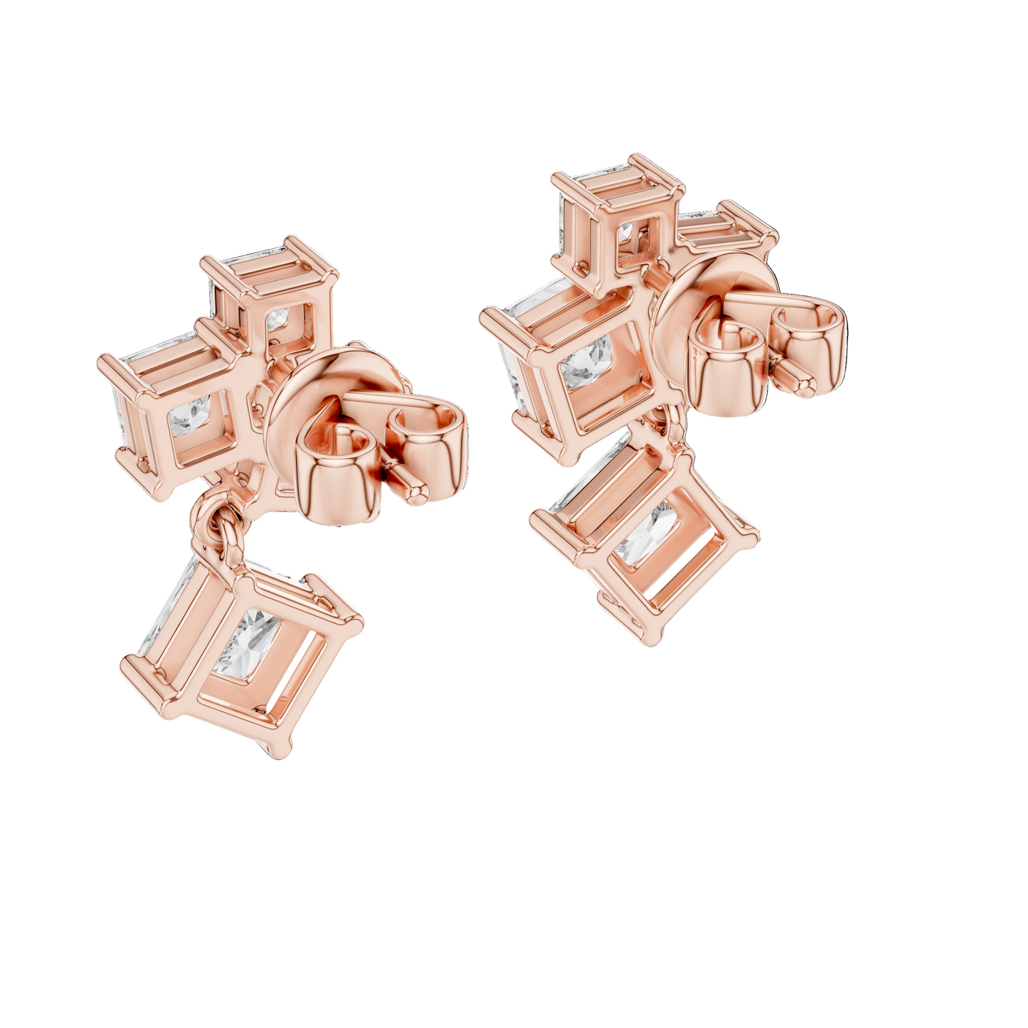 2.86 CT Lab-Created VVS-VS-EF CVD Diamond Earrings | Princess Cut | 18KT, 14KT, 10KT Gold & 925 Silver | Rose, Yellow, White Gold & Moissanite Options