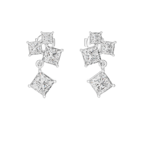 2.86 CT Lab-Created VVS-VS-EF CVD Diamond Earrings | Princess Cut | 18KT, 14KT, 10KT Gold & 925 Silver | Rose, Yellow, White Gold & Moissanite Options