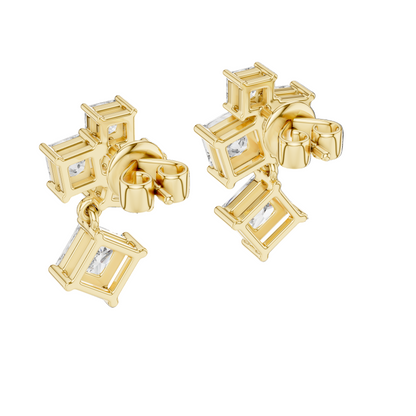 2.86 CT Lab-Created VVS-VS-EF CVD Diamond Earrings | Princess Cut | 18KT, 14KT, 10KT Gold & 925 Silver | Rose, Yellow, White Gold & Moissanite Options